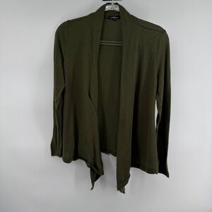 ambiance Womens Open Front Cardigan Olive Green M Draping Waterfall Style